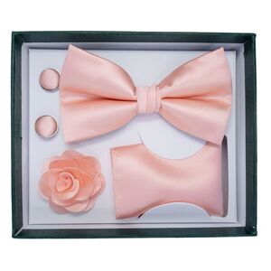 Coffret d'accessoires de costume pour homme (nœud papillon, broche, boutons de manchette et serviette)