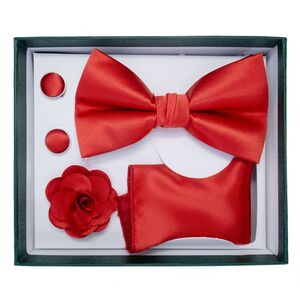 Coffret d'accessoires de costume pour homme (nœud papillon, broche, boutons de manchette et serviette)