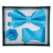 Coffret d'accessoires de costume pour homme (nœud papillon, broche, boutons de manchette et serviette)
