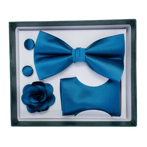 Coffret de 4 accessoires de costume pour homme (nœud papillon, broche, boutons de manchette et serviette)
