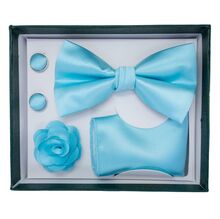 Coffret de 4 accessoires de costume pour homme (nœud papillon, broche, boutons de manchette et serviette)