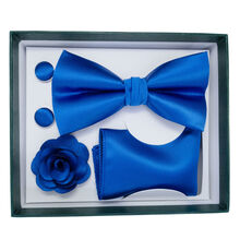 Coffret de 4 accessoires de costume pour homme (nœud papillon, broche, boutons de manchette et serviette)