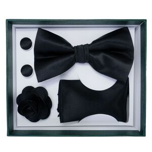 Coffret de 4 accessoires de costume pour homme (nœud papillon, broche, boutons de manchette et serviette)