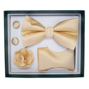 Coffret de 4 accessoires de costume pour homme (nœud papillon, broche, boutons de manchette et serviette)