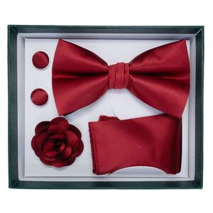 Coffret de 4 accessoires de costume pour homme (nœud papillon, broche, boutons de manchette et serviette)