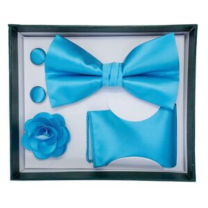 Coffret de 4 accessoires de costume pour homme (nœud papillon, broche, boutons de manchette et serviette)