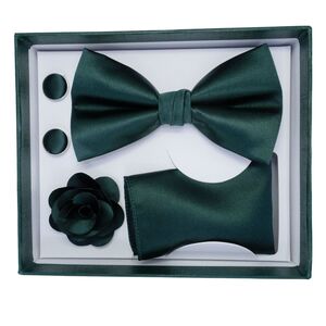 Coffret de 4 accessoires de costume pour homme (nœud papillon, broche, boutons de manchette et serviette)