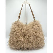 Grand sac hobo en fausse fourrure synthétique à texture moelleuse