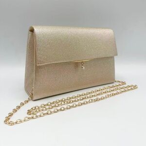 Pochette de soirée en relief carrelé à rabat avec petite perle décorative