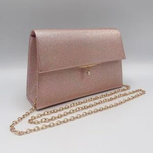 Pochette de soirée en relief carrelé à rabat avec petite perle décorative