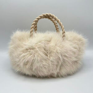 Sac à main chic en fausse fourrure à anses tressées et bandoulière amovible