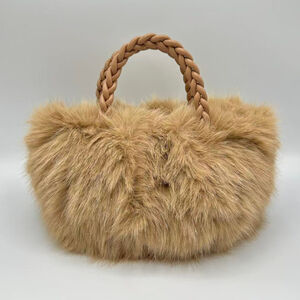 Sac à main chic en fausse fourrure à anses tressées et bandoulière amovible