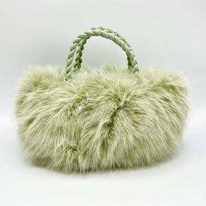 Sac à main chic en fausse fourrure à anses tressées et bandoulière amovible