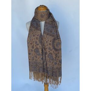 Echarpe chaude "Toucher Cachemire" imprimé pashmina franges