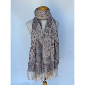 Echarpe chaude "Toucher Cachemire" imprimé pashmina franges