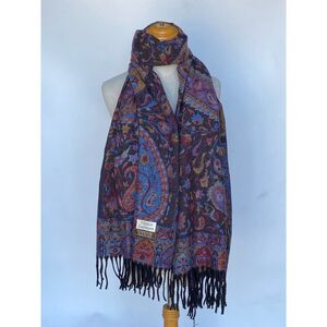 Echarpe chaude "Toucher Cachemire" imprimé pashmina franges