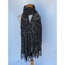 Echarpe chaude "Toucher Cachemire" imprimé pashmina franges