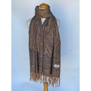 Echarpe polyvalente scintillante imprimé paschmina franges