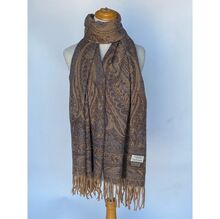 Echarpe polyvalente scintillante imprimé paschmina franges