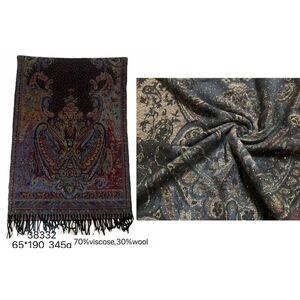 Echarpe polyvalente scintillante imprimé paschmina franges