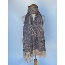 Echarpe polyvalente scintillante imprimé paschmina franges