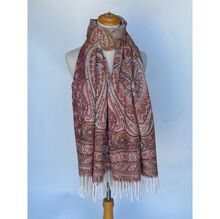 Echarpe polyvalente scintillante imprimé paschmina franges