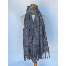 Echarpe polyvalente scintillante imprimé paschmina franges