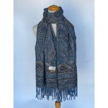 Echarpe polyvalente scintillante imprimé paschmina franges