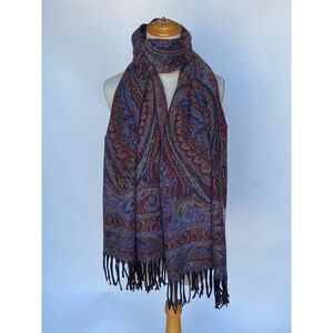 Echarpe polyvalente scintillante imprimé paschmina franges