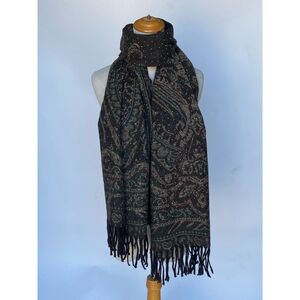 Echarpe polyvalente scintillante imprimé paschmina franges