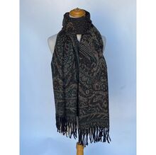 Echarpe polyvalente scintillante imprimé paschmina franges