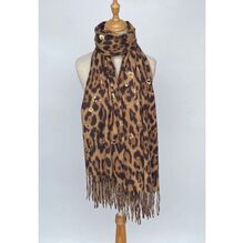 Echarpe léopard scintillante "Toucher Cachemire" à frange