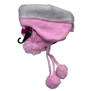 Bonnet d'hiver fleur enfant tricoté à rayures et pompon