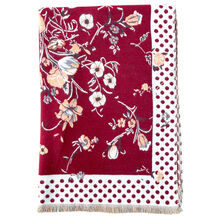 Écharpe florale à bordure à pois avec des franges aux extrémités