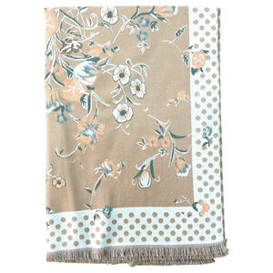 Écharpe florale à bordure à pois avec des franges aux extrémités