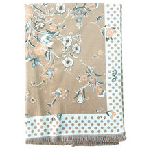 Écharpe florale à bordure à pois avec des franges aux extrémités