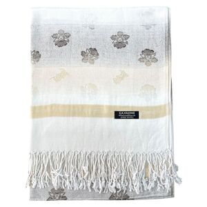 Écharpe fine agrémentée de motifs floraux stylisés avec franges