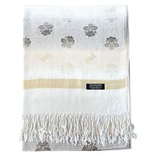 Écharpe fine agrémentée de motifs floraux stylisés avec franges