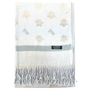 Écharpe fine agrémentée de motifs floraux stylisés avec franges