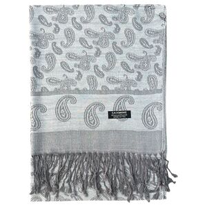 Écharpe fine embellie d'un motif paisley avec franges aux extrémités