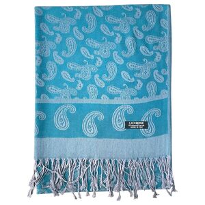 Écharpe fine embellie d'un motif paisley avec franges aux extrémités