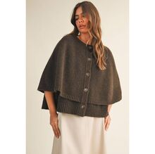 Cape en maille confortable et chic avec boutons sur le devant