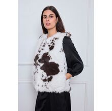 Gilet sans manches en fausse fourrure avec un imprimé vache