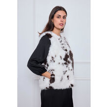 Gilet sans manches en fausse fourrure avec un imprimé vache