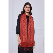 Écharpe unie ornée de motif en broderie florale avec des franges - 3 pièces