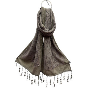 Écharpe unie ornée de motif en broderie florale avec des franges - 12 pièces