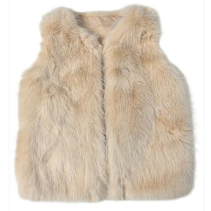 Gilet sans manches en fausse fourrure de coupe droite et encolure en V