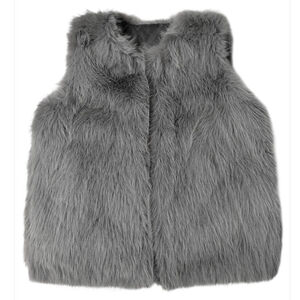 Gilet sans manches en fausse fourrure de coupe droite et encolure en V