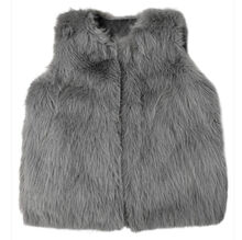Gilet sans manches en fausse fourrure de coupe droite et encolure en V