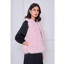 Gilet sans manches en fausse fourrure de coupe droite et encolure en V